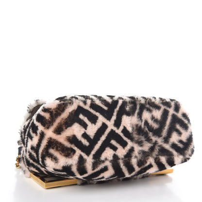 Fendi Shearling Macro FF 1974 Diagonal Double F Shoulder Bag White Light Rose Ebano 7 of 11