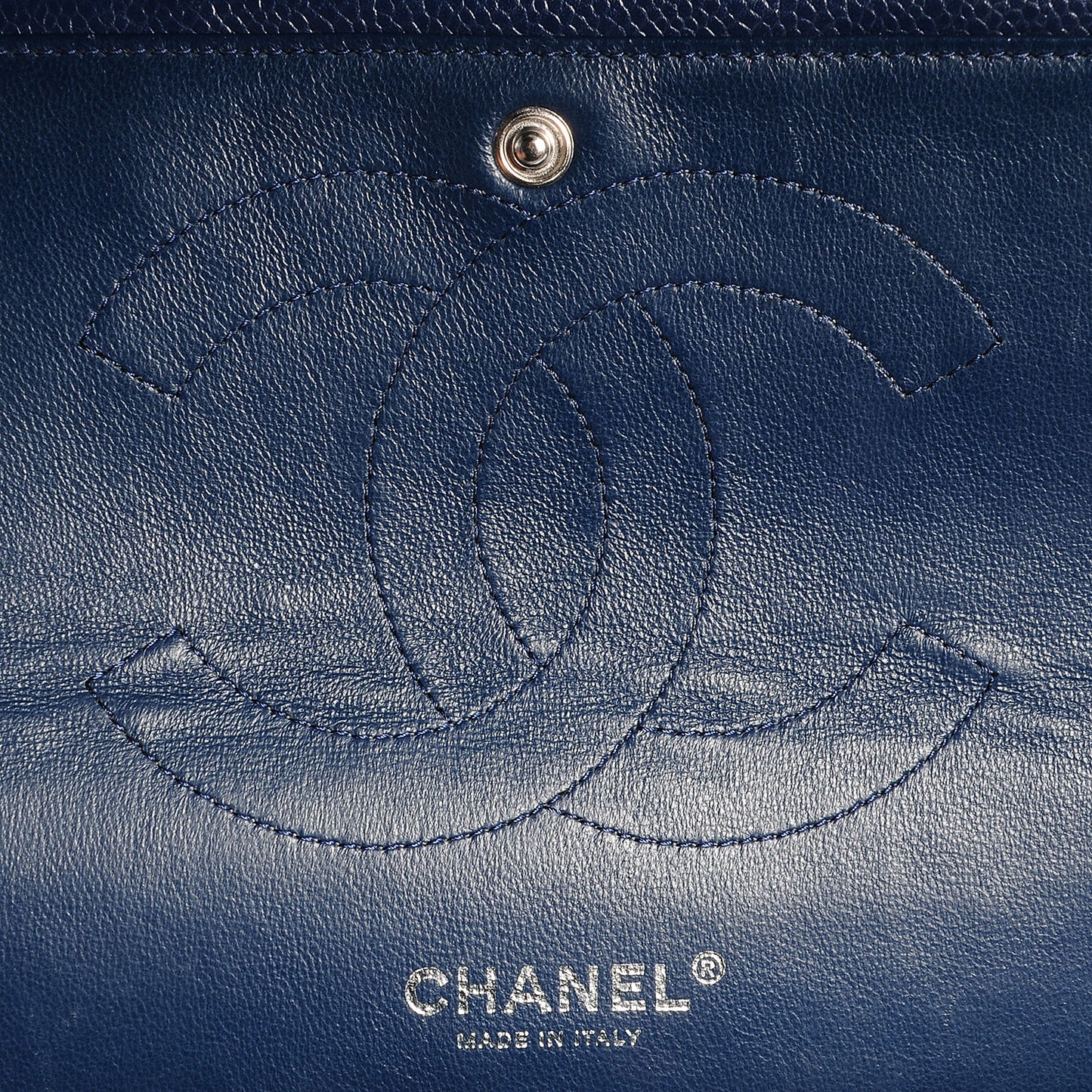 Caviar Quilted Jumbo Double Flap Navy Blue