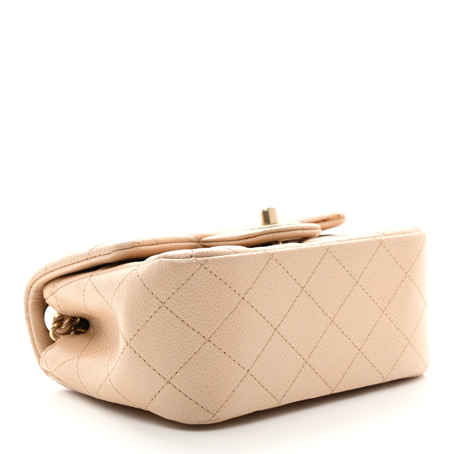 Caviar Quilted Mini Square Flap Beige