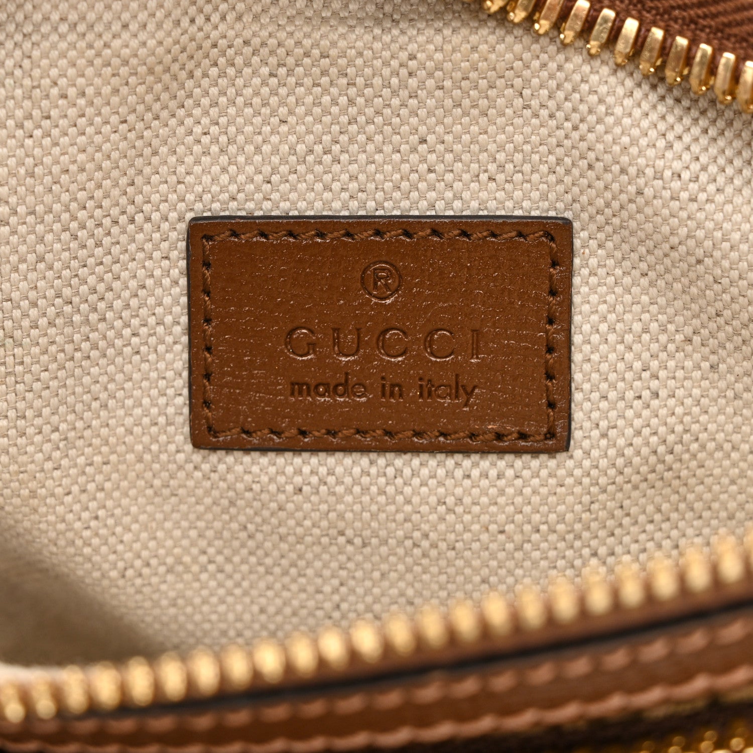Gucci GG Supreme Monogram Textured Calfskin Retro Interlocking G Belt Bag Beige Ebony Brown Sugar 6 of 10