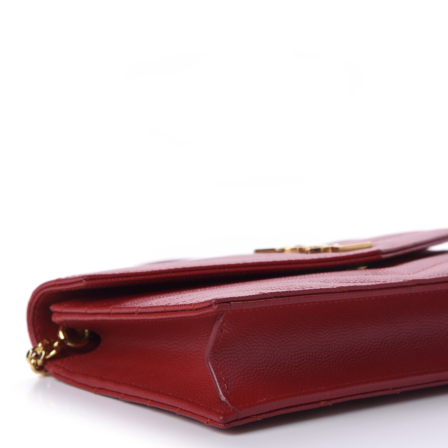 Grain De Poudre Matelasse Chevron Monogram Envelope Chain Wallet New Red