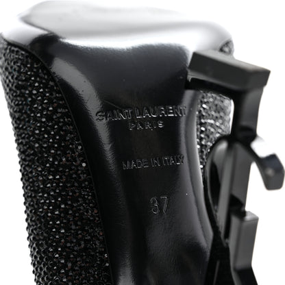 Saint Laurent Crystal Embellished Opyum Ankle Strap Sandals 37 Black 7 of 10