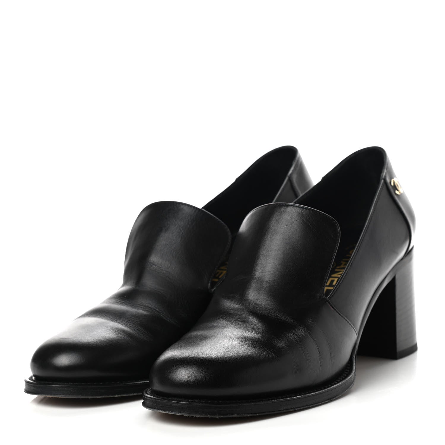 Chanel Glazed Calfskin CC Loafers 41 Black 3 of 8