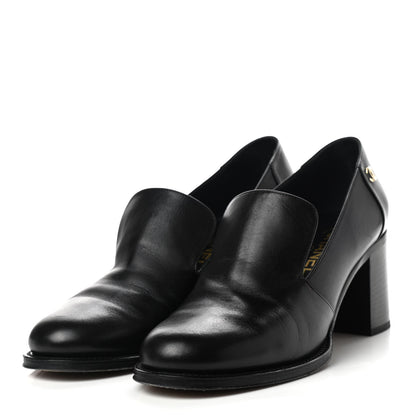 Chanel Glazed Calfskin CC Loafers 41 Black 3 of 8