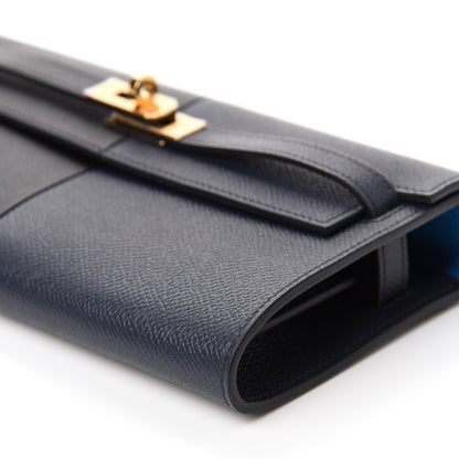 Hermes Epsom Casaque Kelly Wallet To Go Black Bleu Indigo Bleu Frida 7 of 10