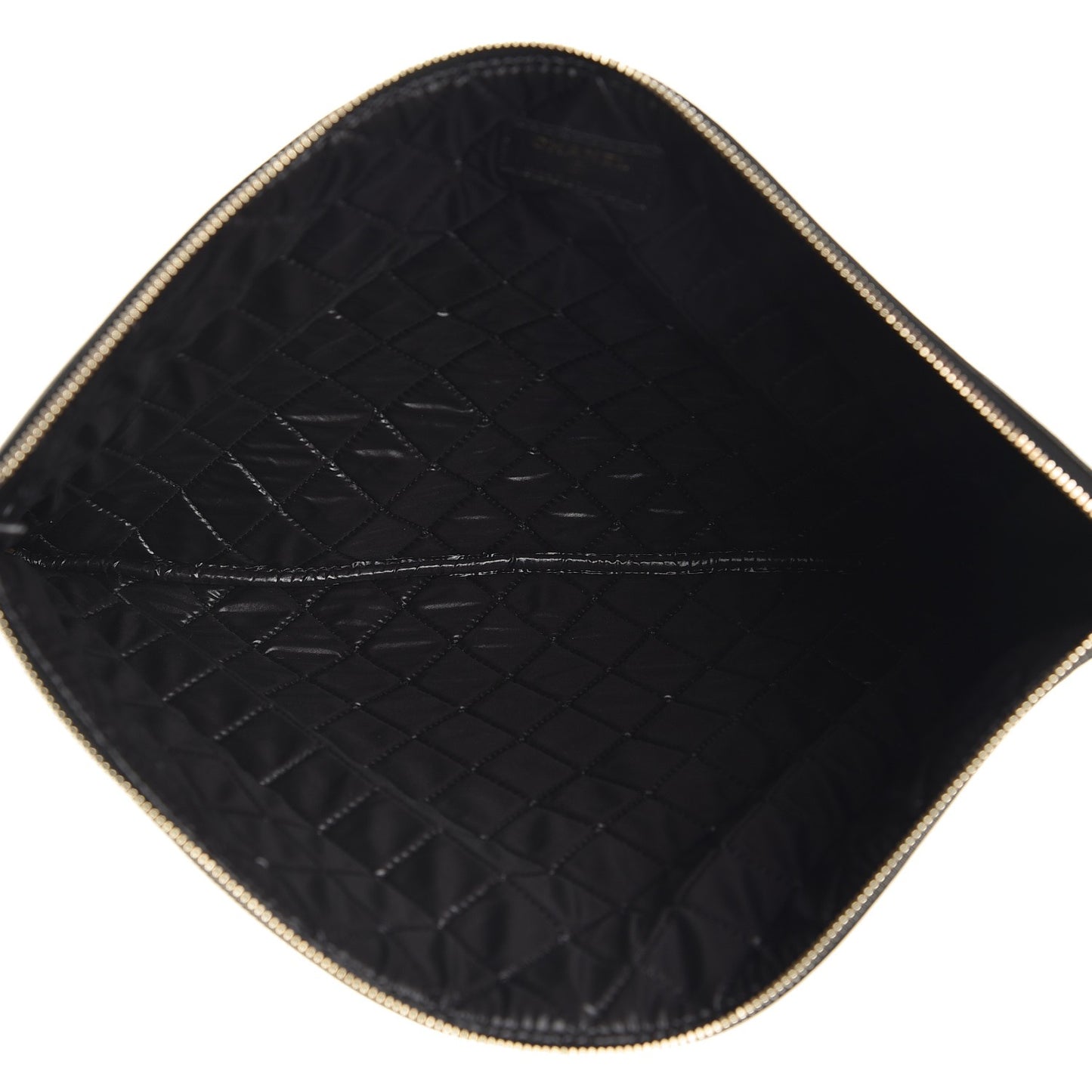 Sheepskin Quilted Large Vintage Mademoiselle Cosmetic Case Beige Black