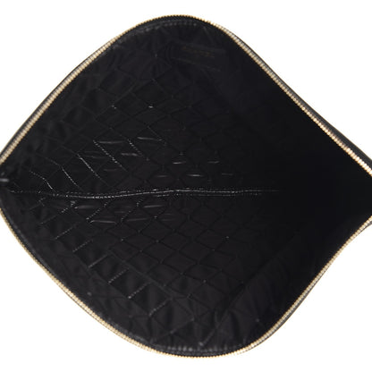Chanel Sheepskin Quilted Large Vintage Mademoiselle Cosmetic Case Beige Black 5 of 8