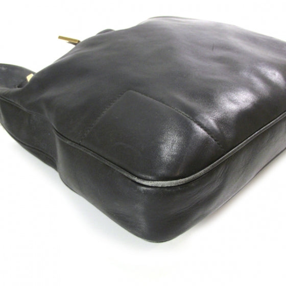 Leather Chain Shoulder Bag Black