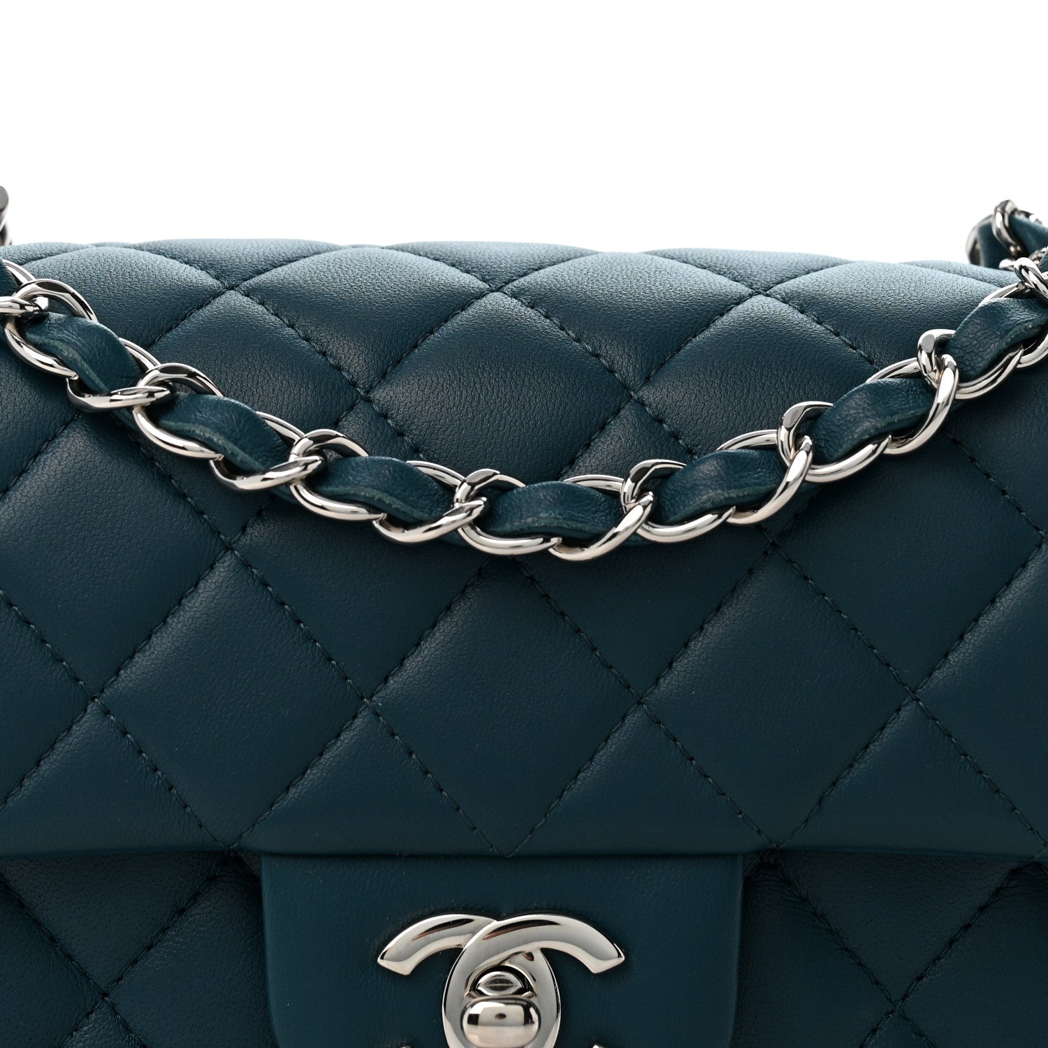 Chanel Lambskin Quilted Mini Rectangular Flap Dark Blue 8 of 14
