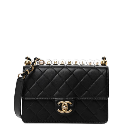 Chanel Goatskin Quilted Logo Small Chic Flap Black 1 of 5