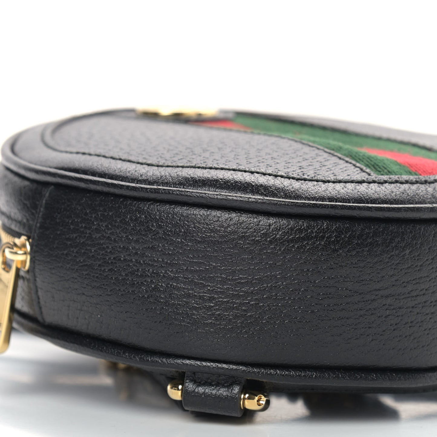 Grained Calfskin Web Mini Ophidia Round Backpack Black