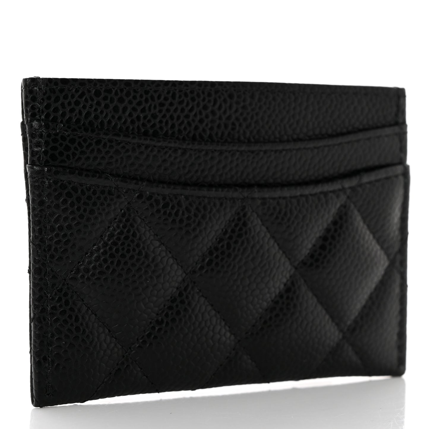 Caviar Quilted Card Holder Black