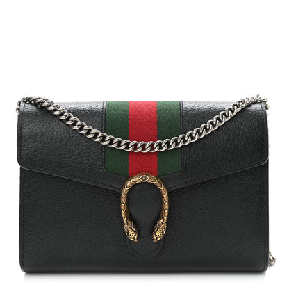 Gucci Calfskin Web Mini Dionysus Chain Wallet Black 1 of 11