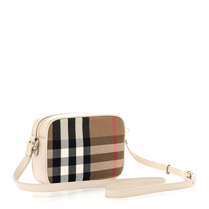 Burberry Calfskin House Check Small Camera Bag Limestone 3 of 9