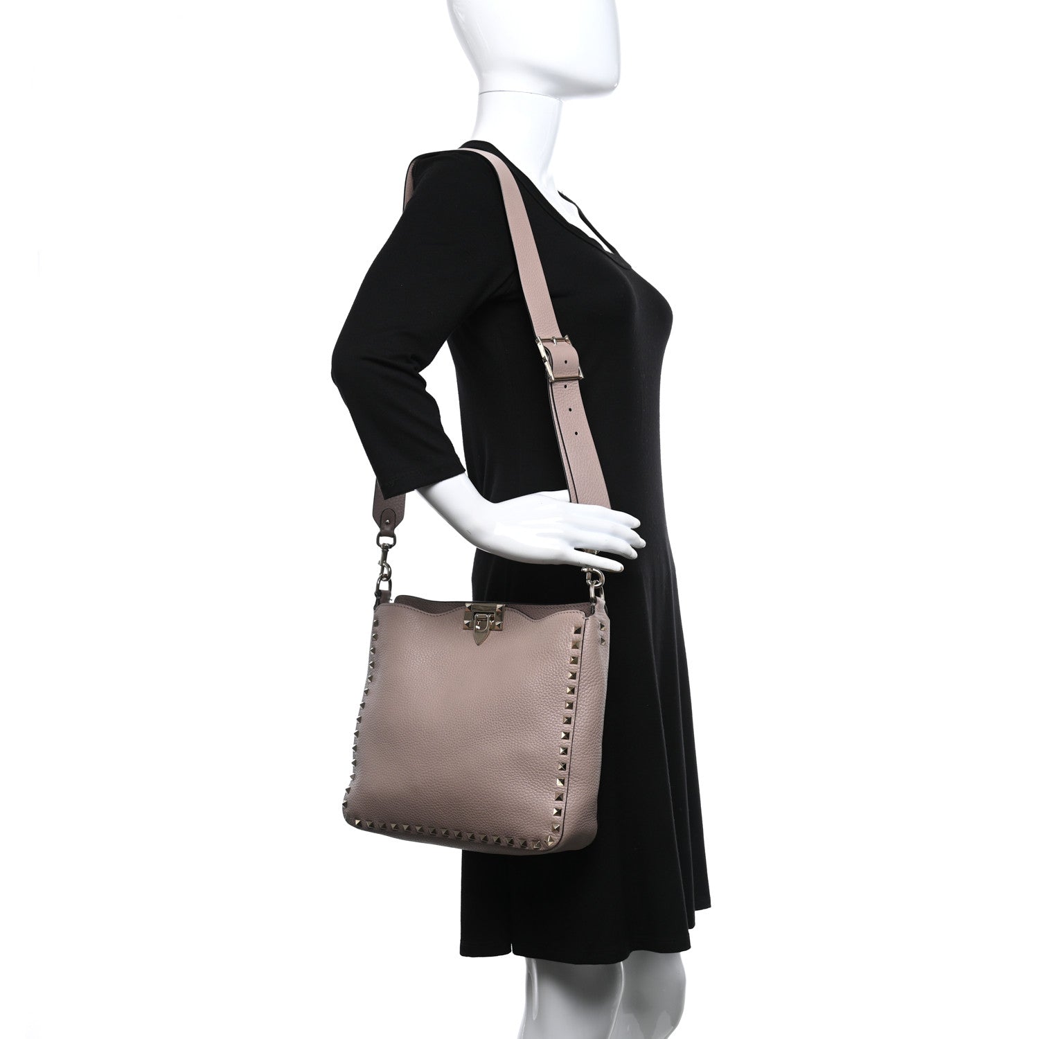 Valentino Garavani Pebbled Calfskin Small Rockstud Flip-Lock Messenger Bag Poudre 3 of 10