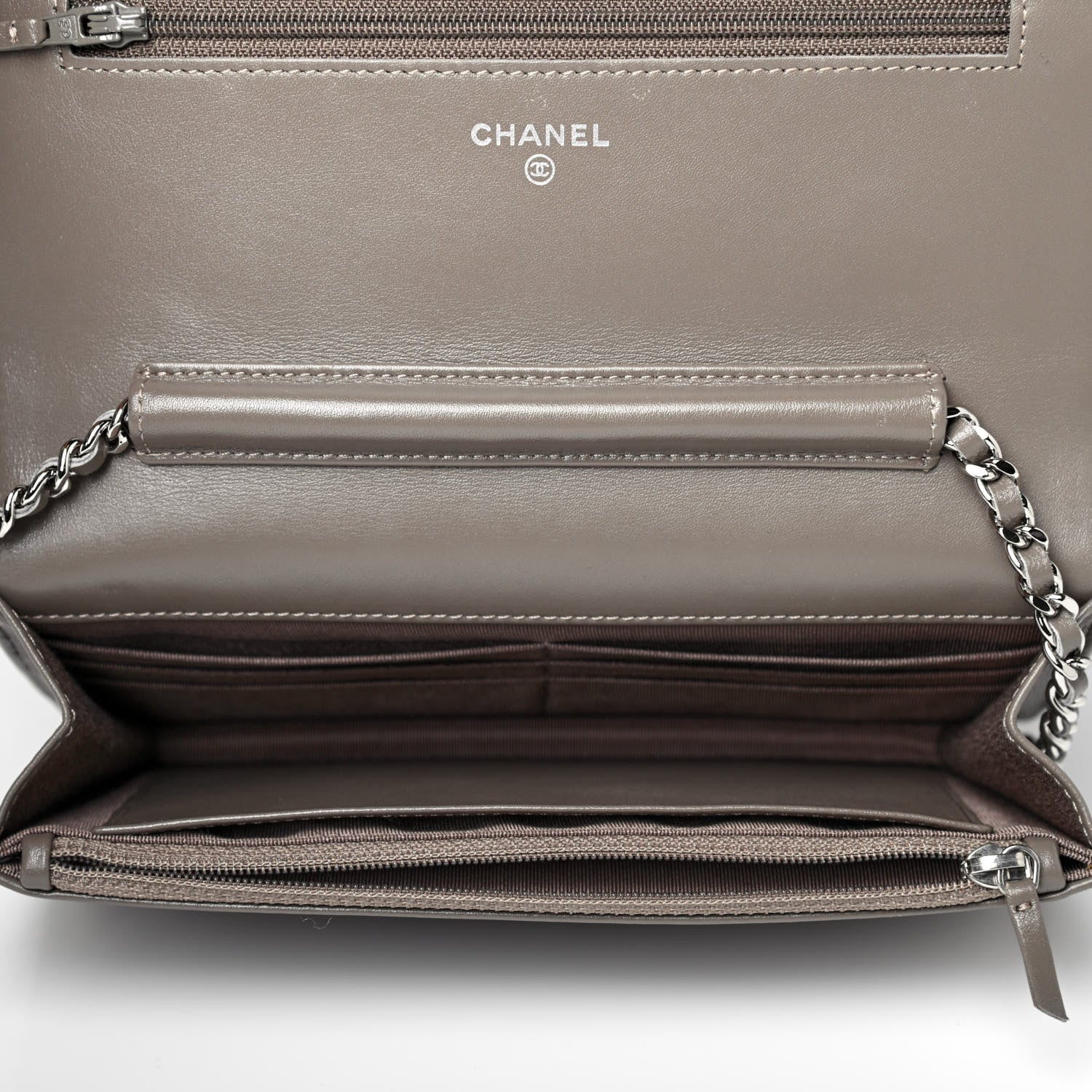 Chanel Patent Quilted Wallet On Chain WOC Brown 4 of 7