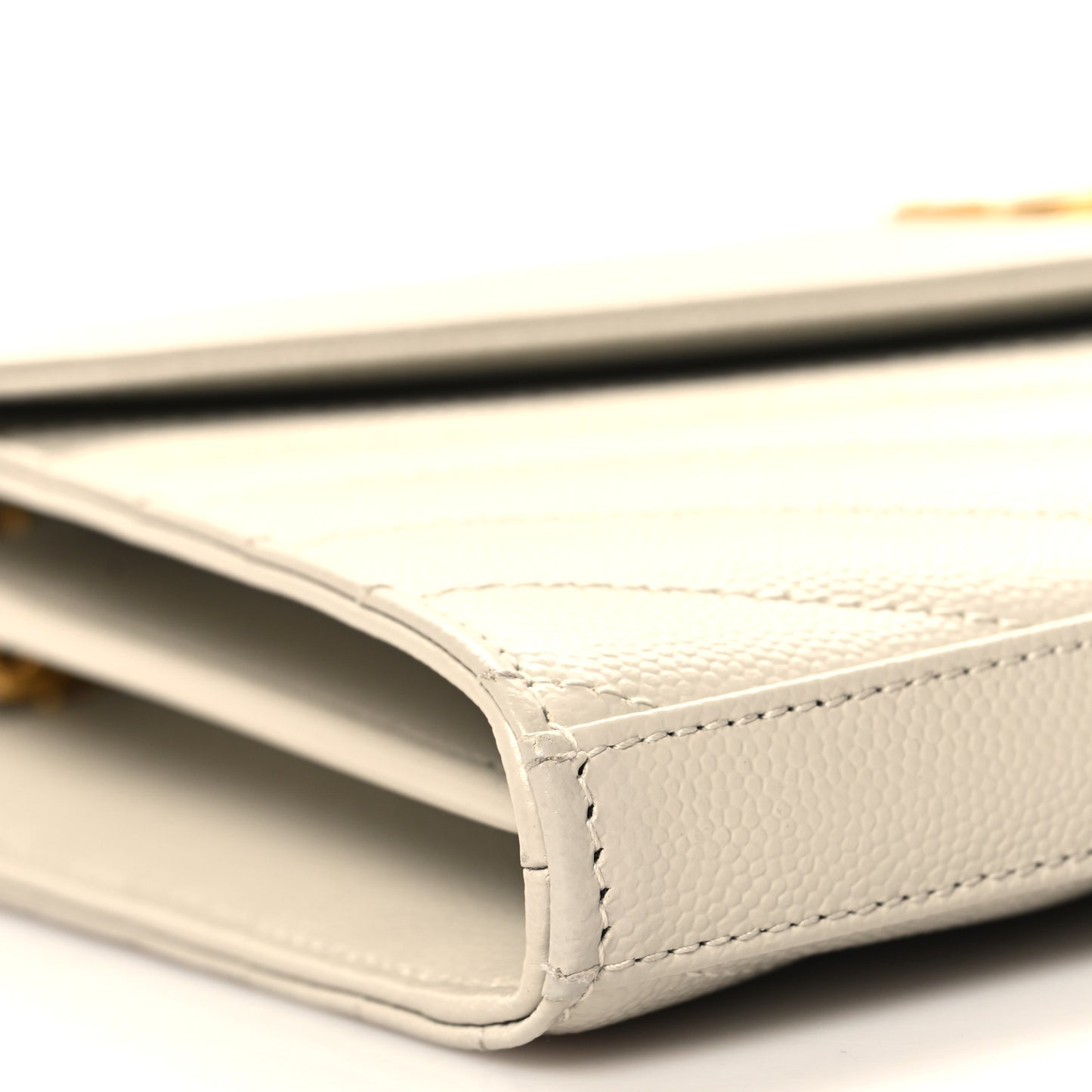 Grain De Poudre Matelasse Chevron Monogram Chain Wallet Crema Soft