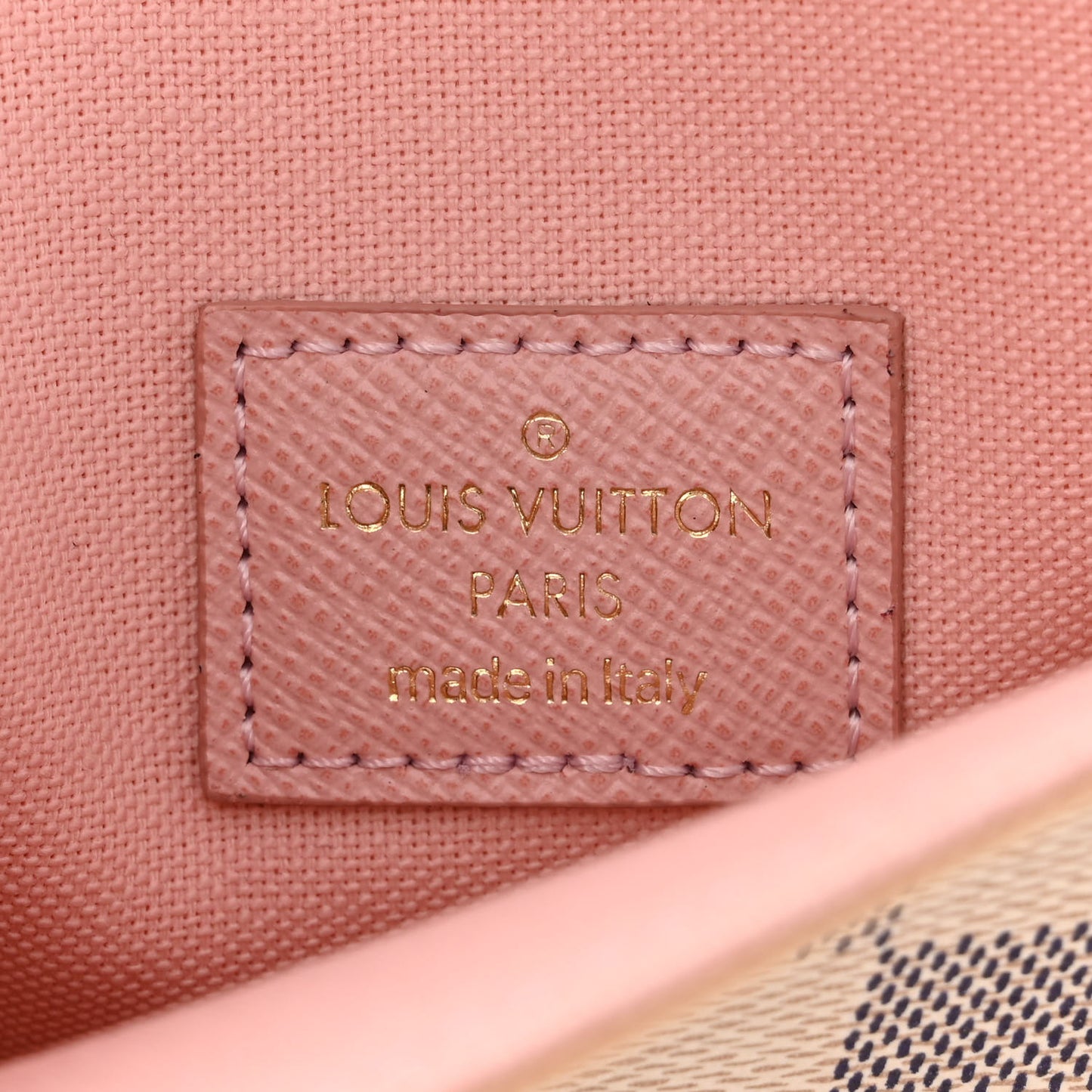 Damier Azur Pochette Felicie Chain Wallet Rose Ballerine