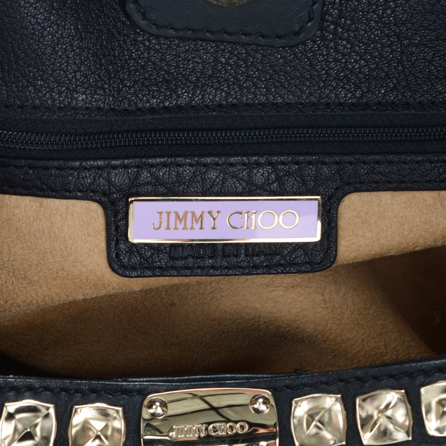 Grained Calfskin Studded Sylvia Hobo Black
