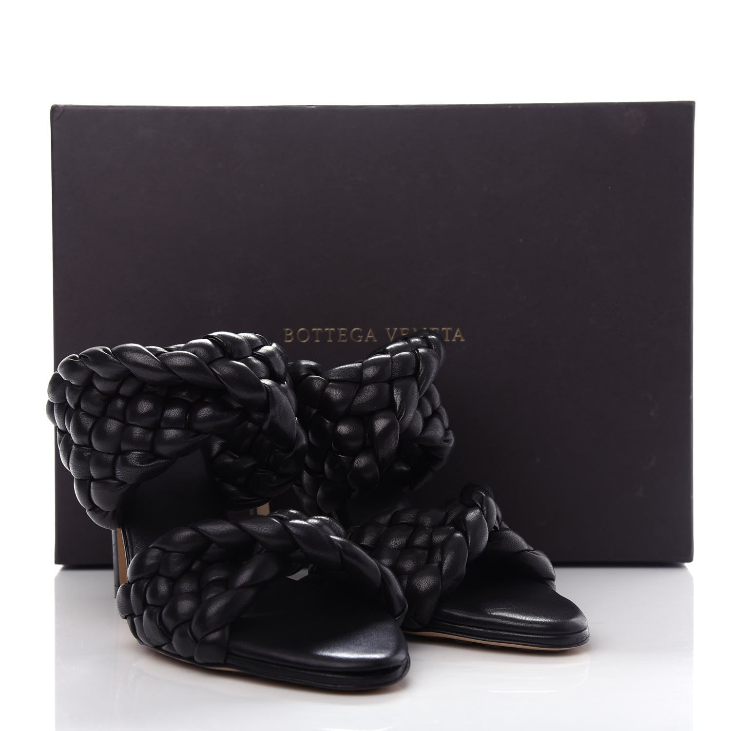 Bottega Veneta Nappa Twisted Padded Intrecciato Curve Slide Sandals 37 Black 10 of 10