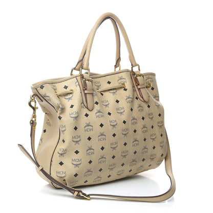 MCM Visetos Medium Drawstring Shopper Beige 3 of 12