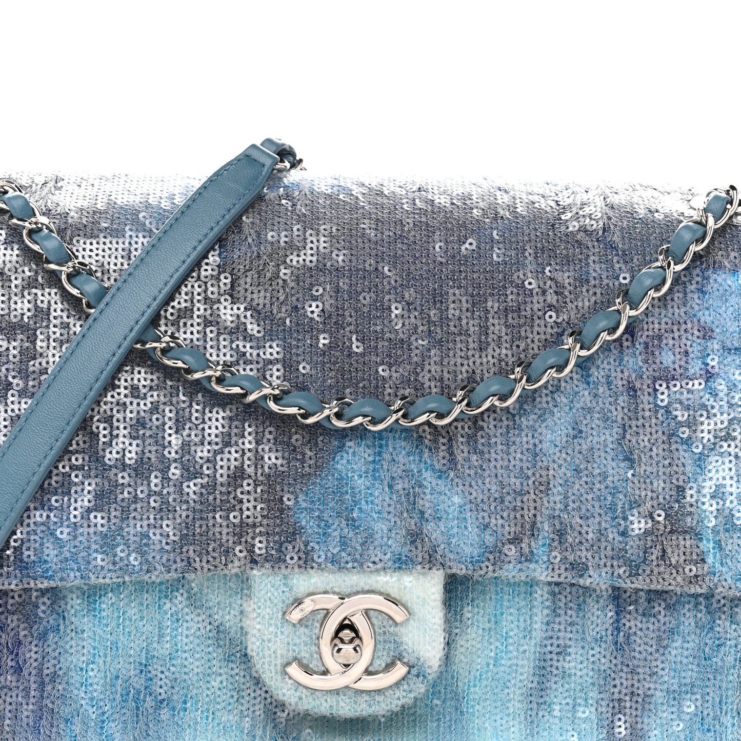 Sequin Large Waterfall Flap Light Blue