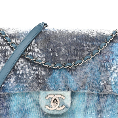Chanel Sequin Large Waterfall Flap Light Blue 8 of 14