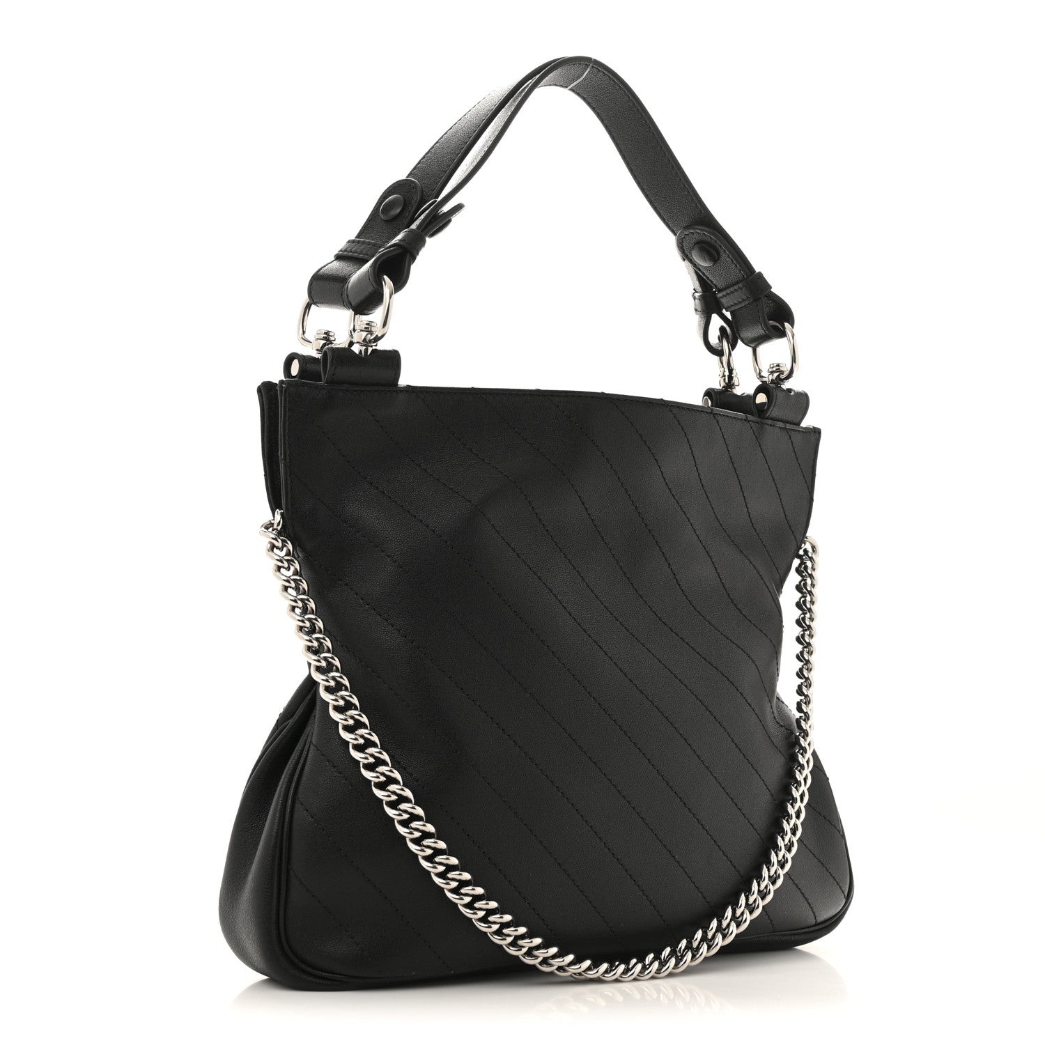 Gucci Sakai Be Green Calfskin Diagonal Stitched Small Blondie Tote Black 3 of 11