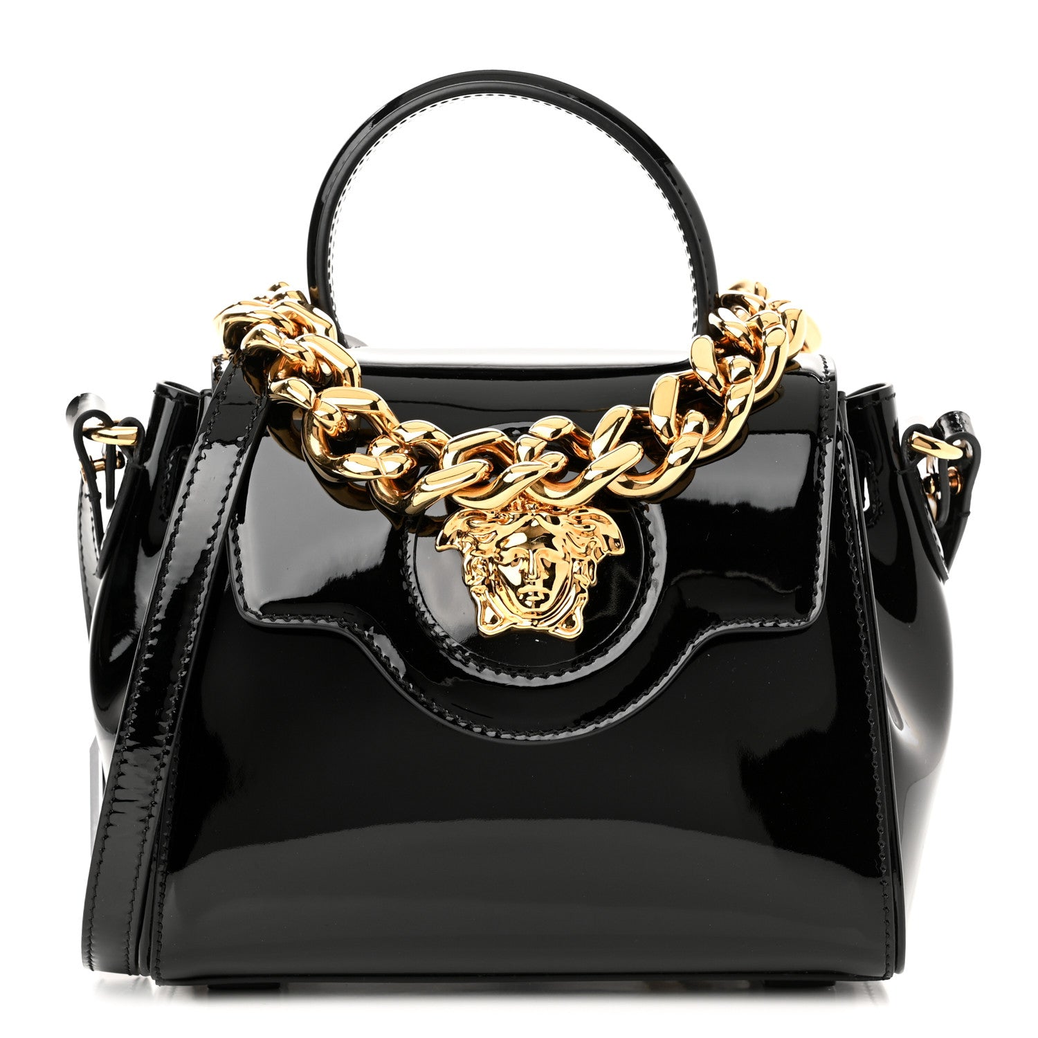 Versace Patent Calfskin Small La Medusa Top Handle Bag Black 1 of 9