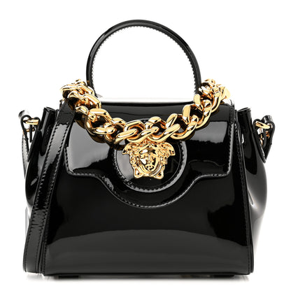 Versace Patent Calfskin Small La Medusa Top Handle Bag Black 1 of 9