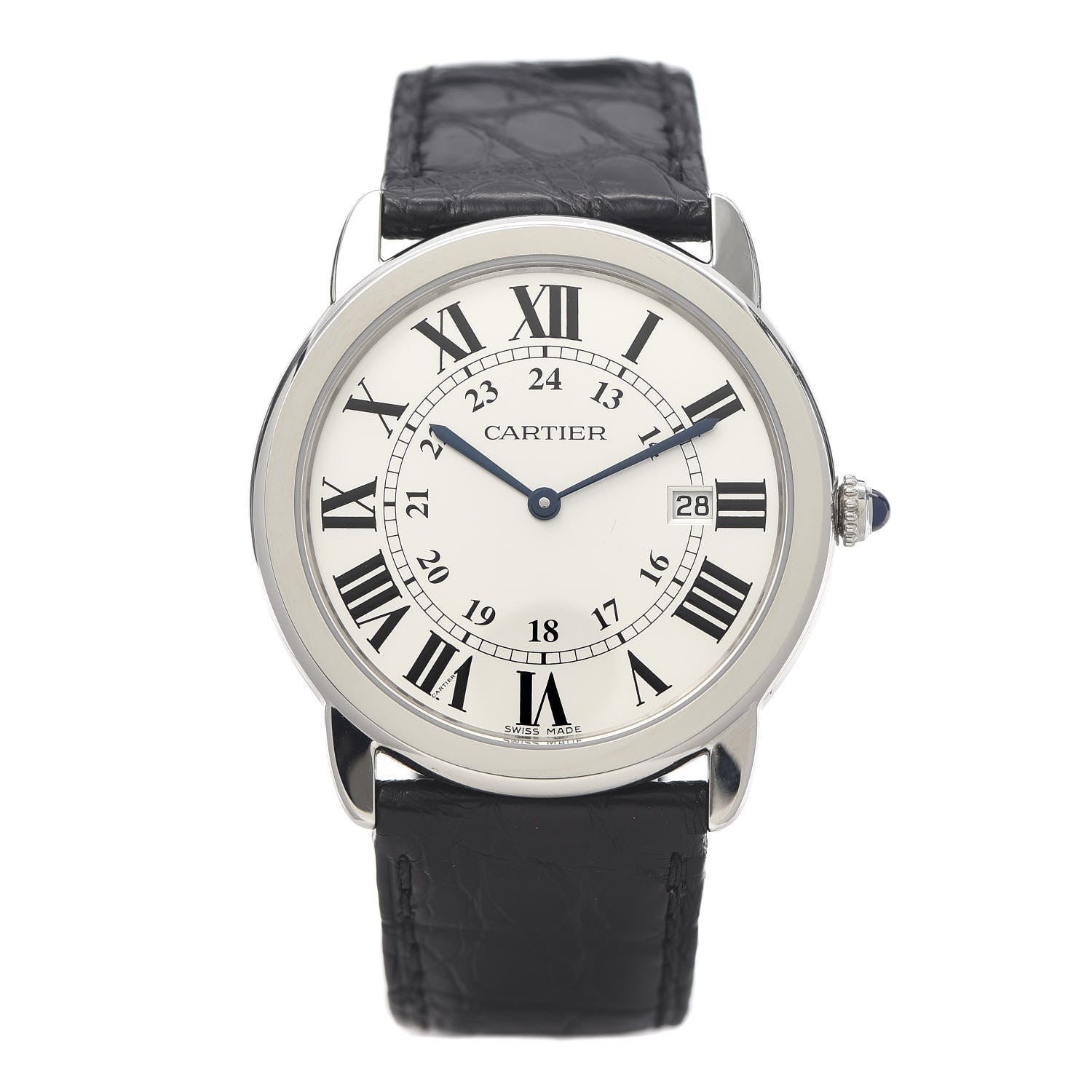 Cartier Stainless Steel Alligator 36mm Ronde Solo Quartz Watch 1 of 9