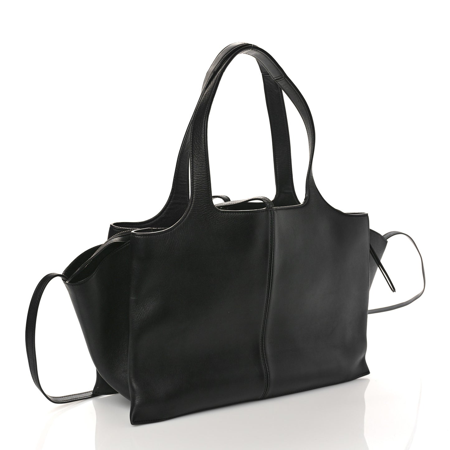 Supple Natural Calfskin Medium Tri-Fold Bag Black