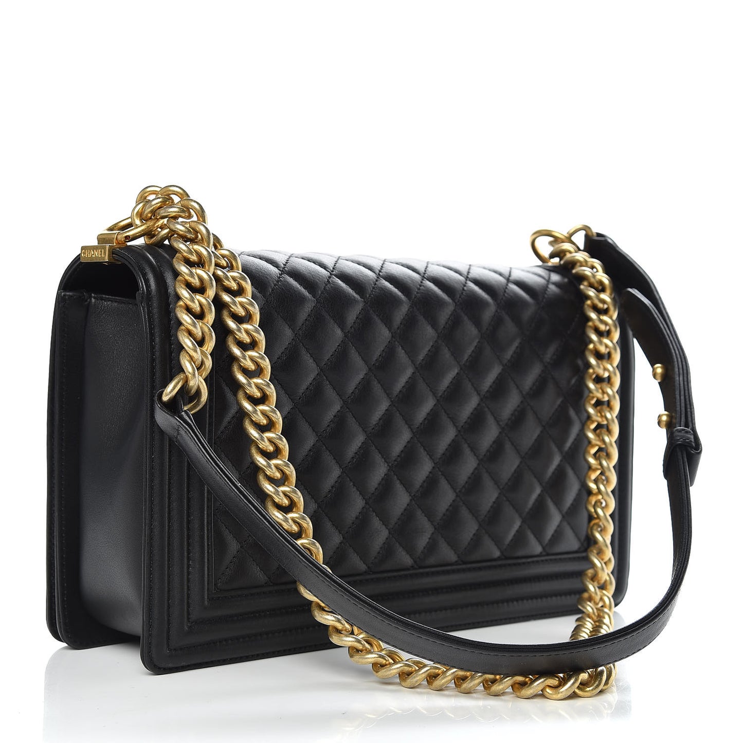 Calfskin Quilted New Medium Boy Flap Black