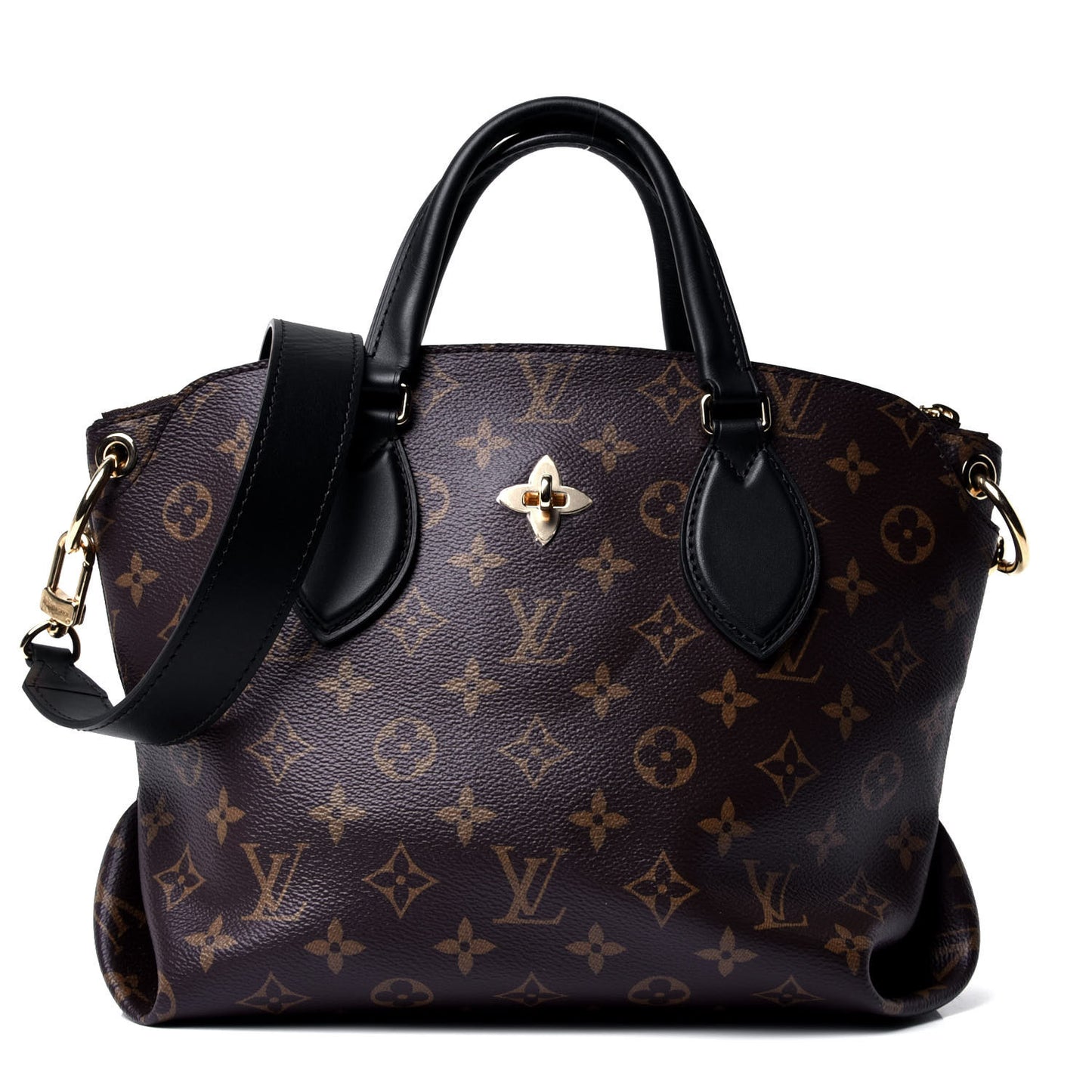 Monogram Flower Zipped Tote PM Black