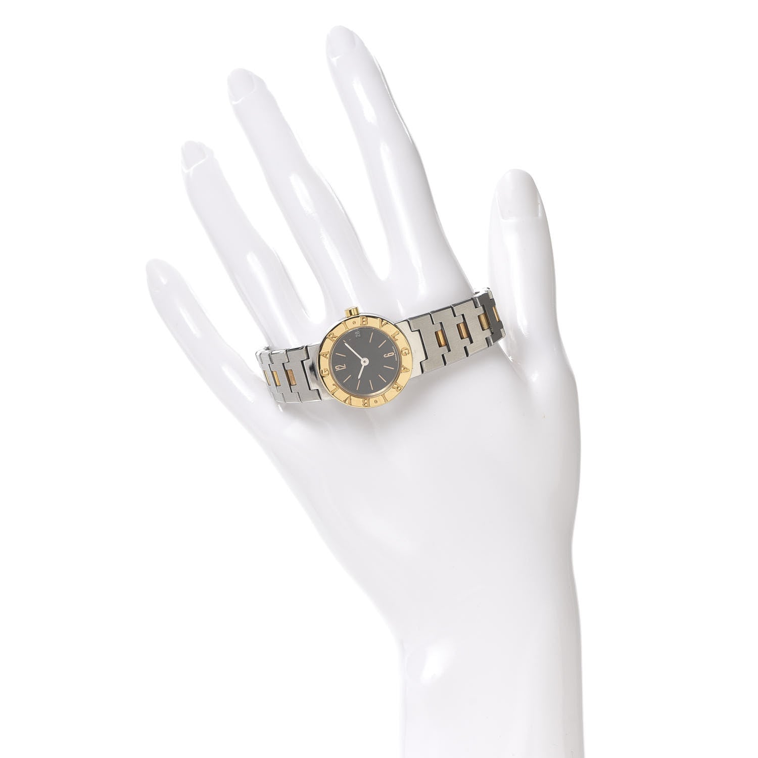 Bulgari Stainless Steel 18K Yellow Gold 23mm Quartz Watch Black 2 of 7