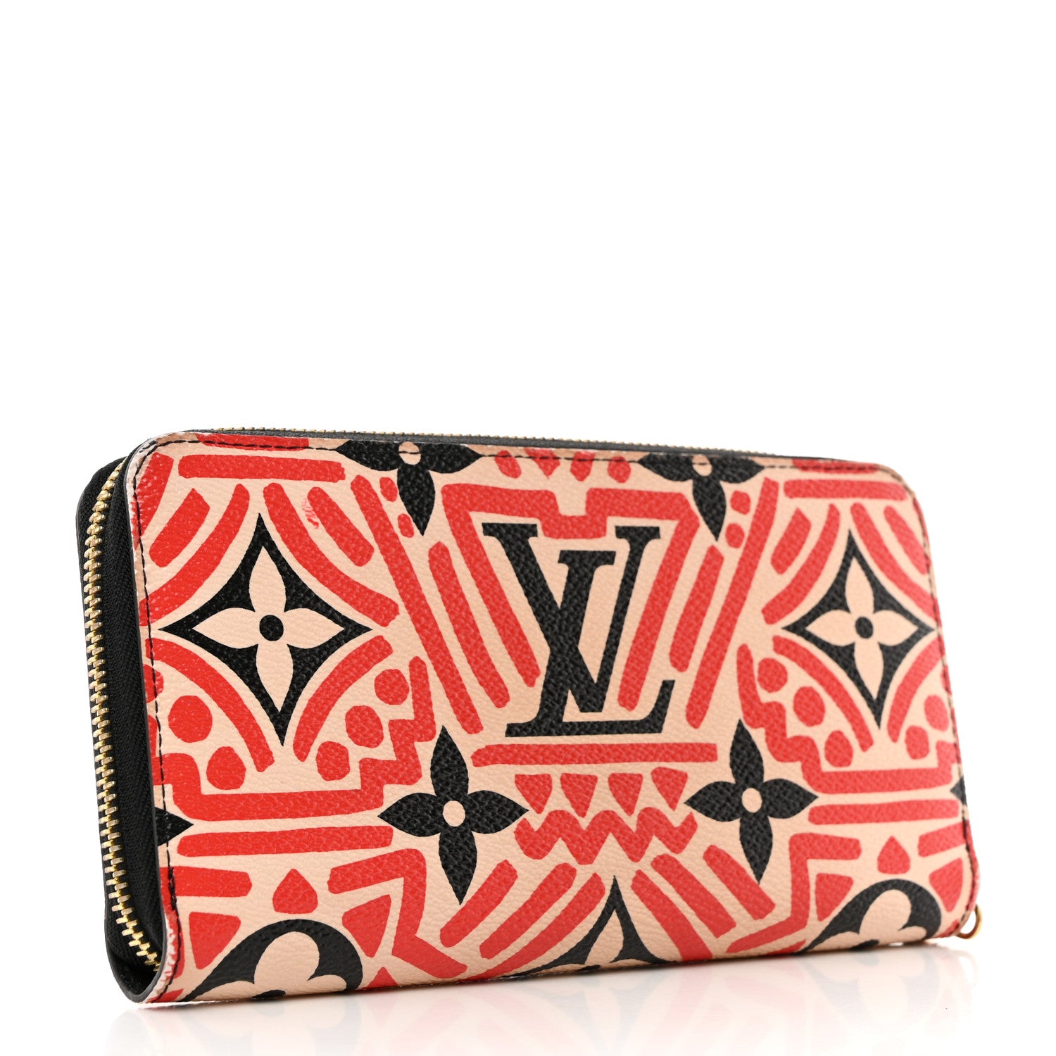 Louis Vuitton LOUIS VUITTON Monogram Giant Crafty Zippy Wallet Creme Rouge Black 3 of 8