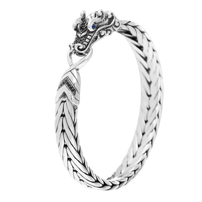 John Hardy Sterling Silver Black Blue Sapphire 9mm Legends Naga Bracelet 1 of 4