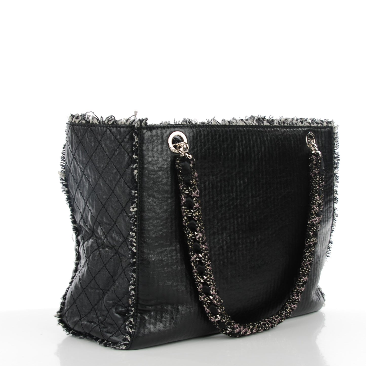 Glazed Calfskin Tweed Tweedy Tote Black