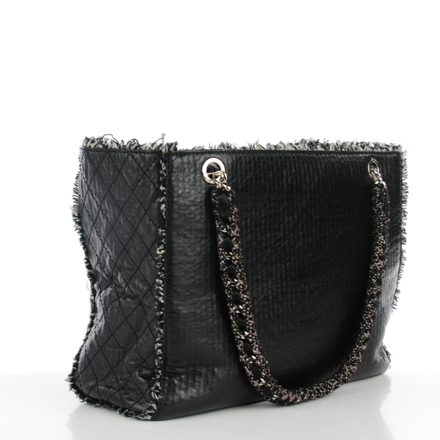 Chanel Glazed Calfskin Tweed Tweedy Tote Black 3 of 7