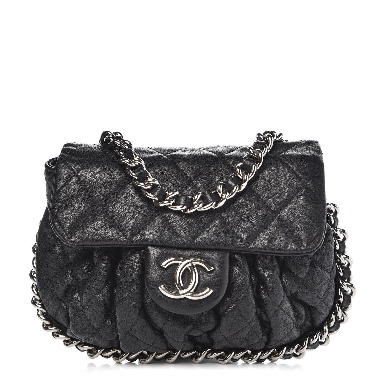 Washed Lambskin Mini Chain Around Messenger Black