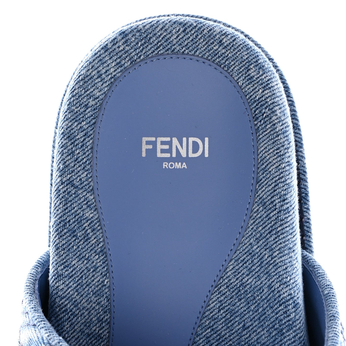 Denim Jacquard FF Womens Fendi Feel Buckled Slide Sandals 39.5 Blue