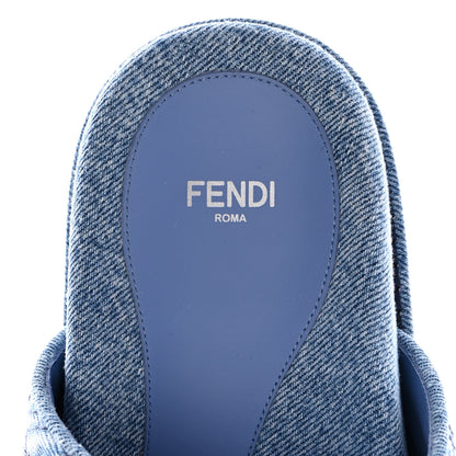 Fendi Denim Jacquard FF Womens Fendi Feel Buckled Slide Sandals 39.5 Blue 8 of 10
