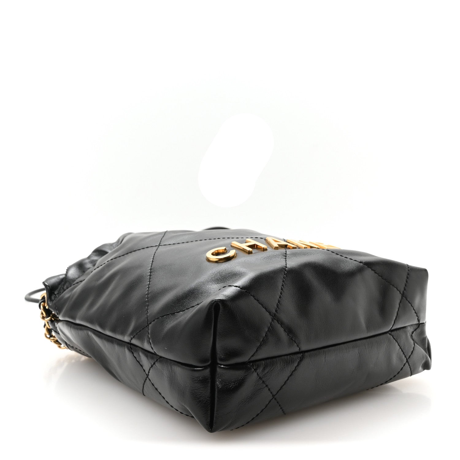 Chanel Shiny Calfskin Quilted Pearl CC Chain Mini Chanel 22 Black 3 of 10