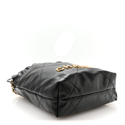 Chanel Shiny Calfskin Quilted Pearl CC Chain Mini Chanel 22 Black 3 of 10