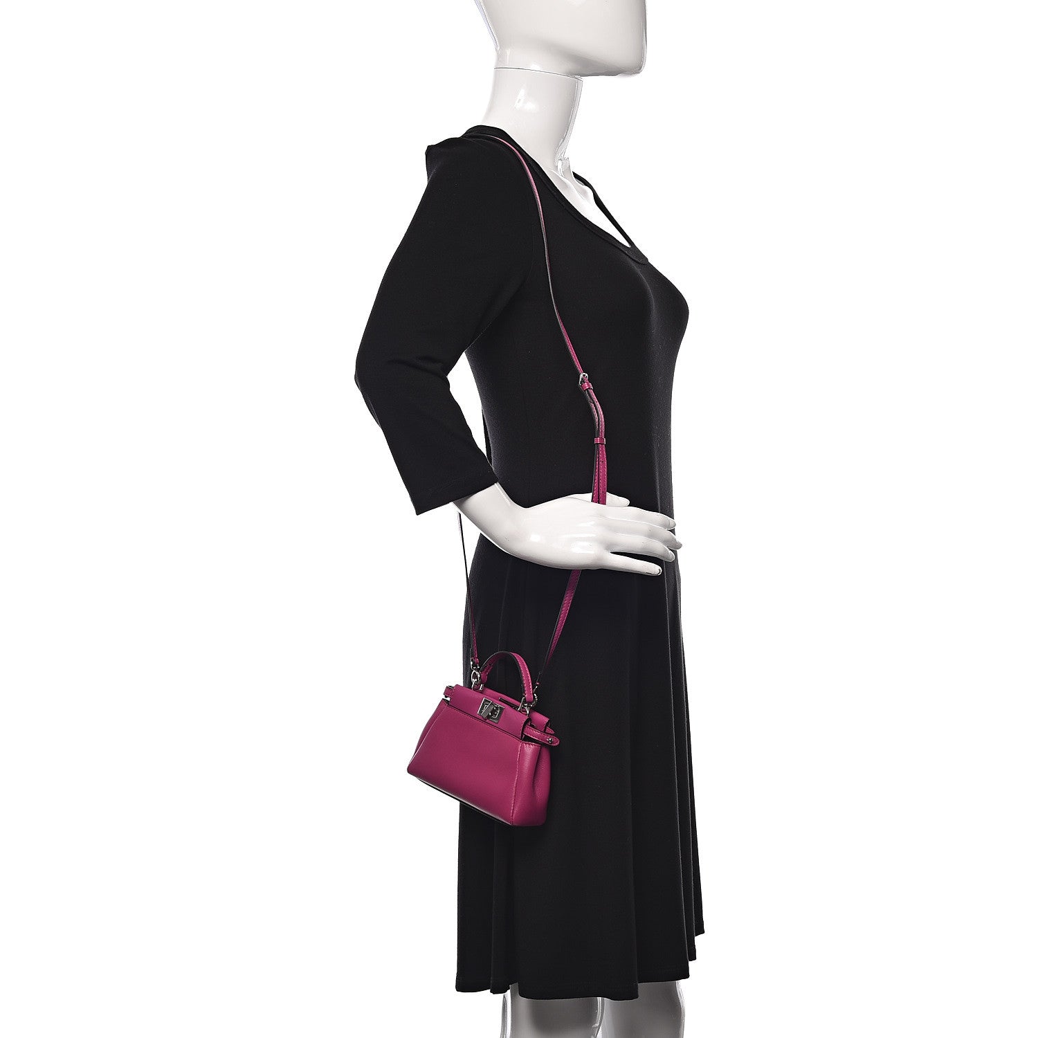 Fendi Nappa Micro Peekaboo Iconic Satchel Magenta 2 of 12