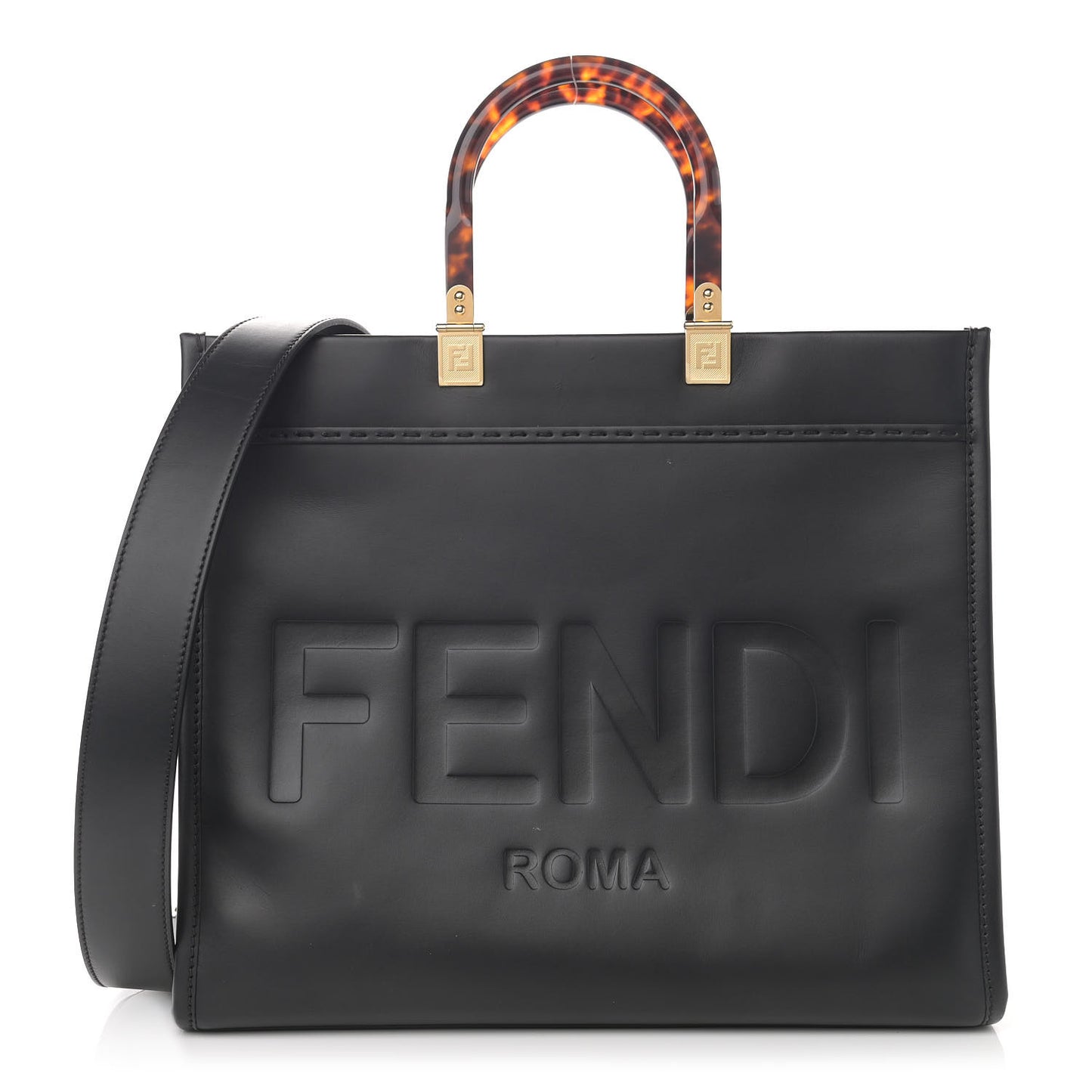 Vitello King Plexiglass Medium Fendi Sunshine Shopper Tote Black