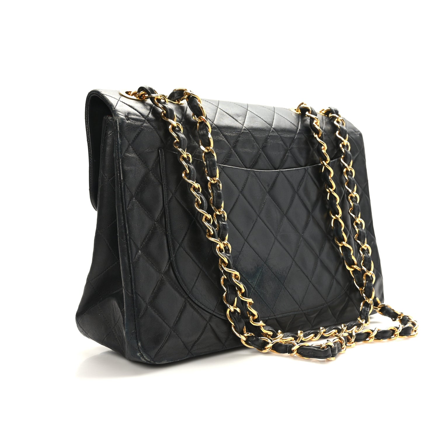 Lambskin Quilted XL Jumbo Single Flap Black