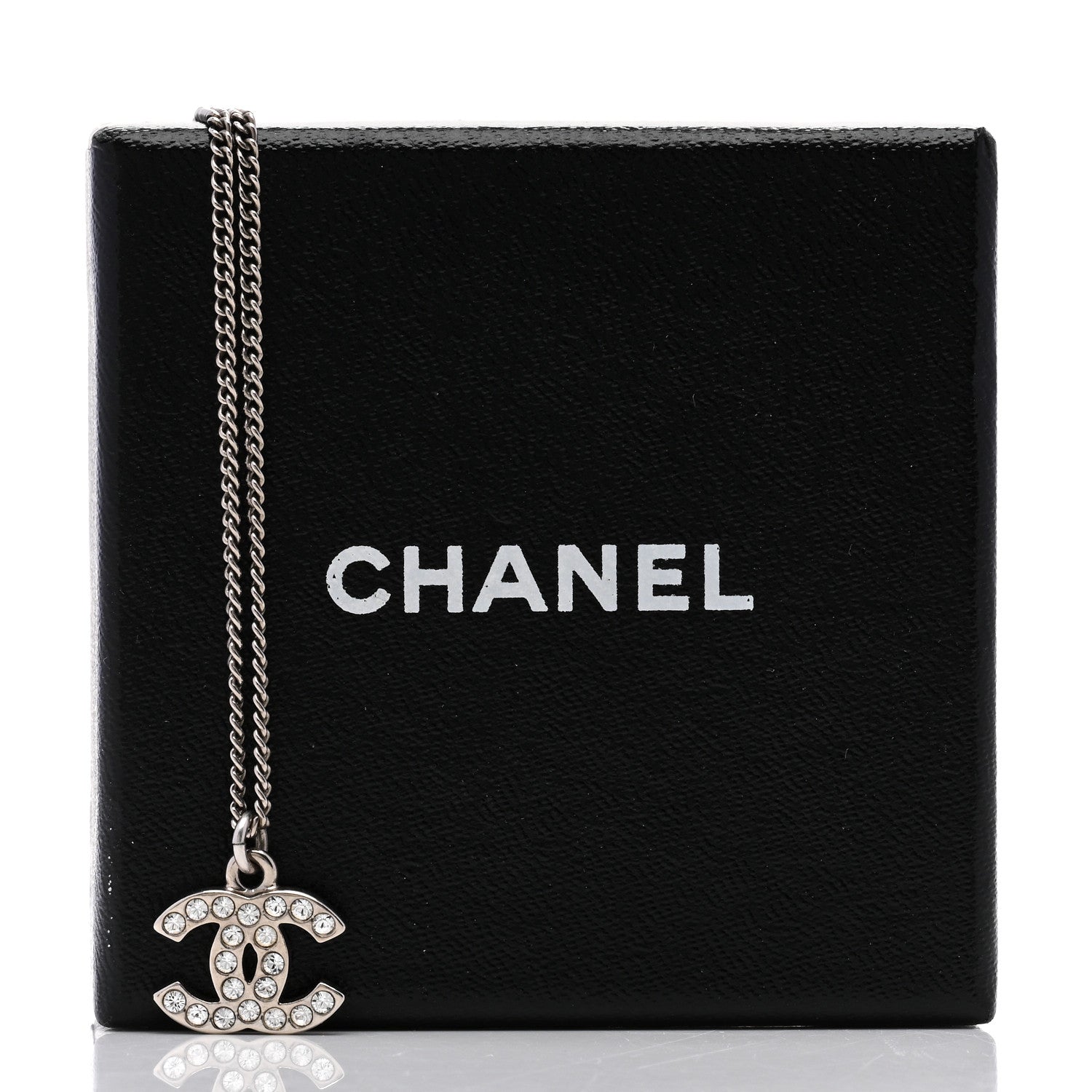 Chanel Crystal Timeless CC Necklace Silver 3 of 6