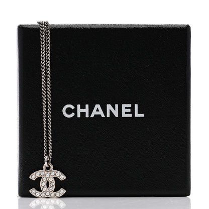 Chanel Crystal Timeless CC Necklace Silver 3 of 6