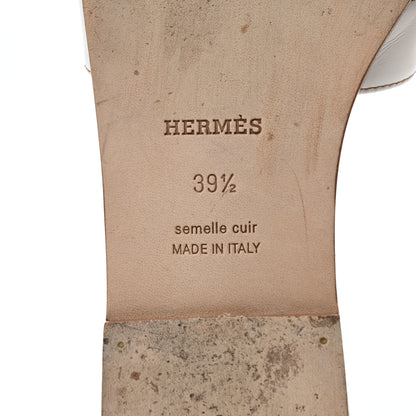 Hermes Box Calfskin Oran Sandals 39.5 White 6 of 8